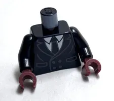 Lego - Minifigure Torso - Black Suit, Tie, Dark Skin