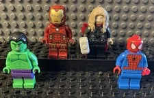 LEGO Marvel Superheroes 4 Pc Lot Iron Man Spiderman Hulk Thor Minifigures