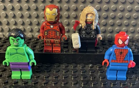 LEGO Marvel Superheroes 4 Pc Lot Iron Man Spiderman Hulk Thor Minifigures