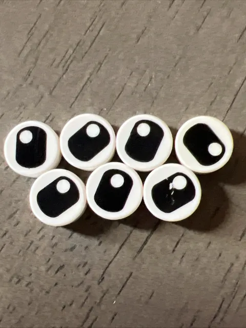 LEGO 98138pb066 Squinting Eye Tile Black Eye With Pupil In Corner 7 Pieces