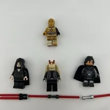 LEGO Star Wars Minifigure Lot of 4 Darth Rey & Dev C-3PO Jar Jar w/ Saber