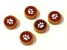 Lego Part: 1x1 Round Paw Print, Printed Tile, Med. Nougat Brown, # 98138 - 5 Pcs