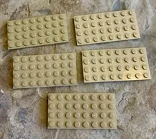 Lego 4x8 Plates. Dark Tan. 5 Total