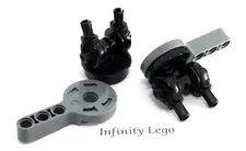 2 LEGO Black Assembled Flex Joint 2 Pins &Dark Grey Beam 3 Rotation Joint 79505