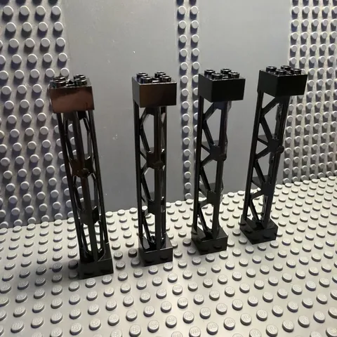 LEGO 95347 Support Girder Black  2X2X10 - 3 Posts 3 Sections (Lot Of 4)