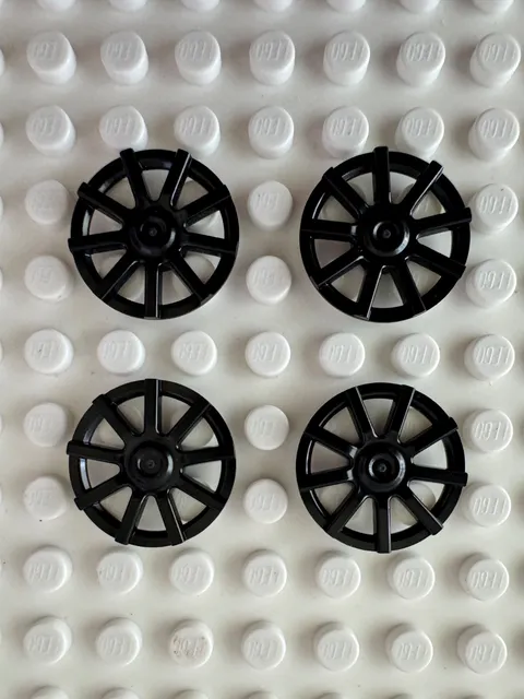 LEGO Wheel Cover 9 Spoke 72210b - (for Wheel 72206pb01) Qty 4 Black