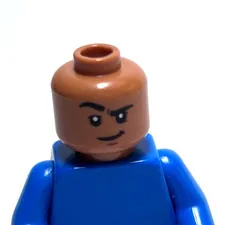 Lego - Minifigure Head - Dual Sided - Dark Skin, Smile, Raised Eyebrow