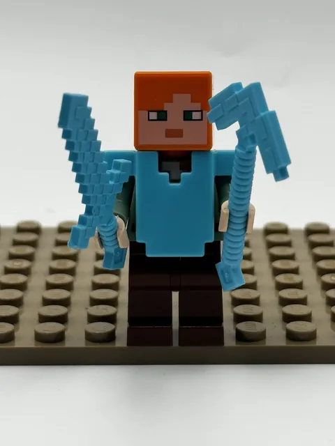 LEGO Minecraft Alex Minifigure with Diamond Armor And Tools