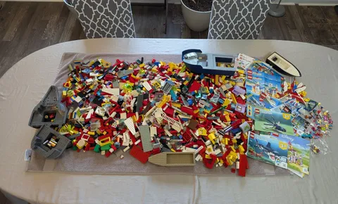 10+ Pound Bulk Lot of Vintage Used LEGO of Parts and Instruction Manuals & Boats