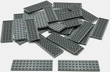 Lego 25 New Dark Bluish Gray Plates 4 x 12 Stud Pieces