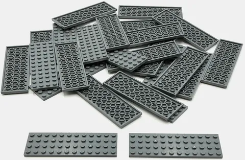 Lego 25 New Dark Bluish Gray Plates 4 x 12 Stud Pieces