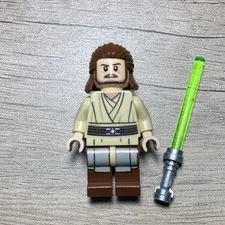 LEGO Star Wars Minifigure - Qui-Gon Jinn w/ Green Lightsaber Weapon