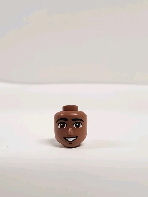 Lego - Mini Doll Heads - Guy Dad Medium Nougat Dark Skin Brown Eyes Smirk