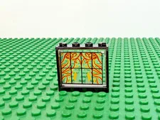 LEGO Black Door Frame 1x4x3 Trans-Clear Glass Skeleton Flame Sticker 4195 #60594