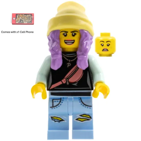 LEGO Hidden Side Parker L. Jackson Minifigure hs003 Black Top Beanie Phone