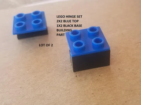 LEGO Hinge Set 2x2 Blue Top 1x2 Black Base Building Part Lot of 2