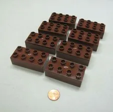 LEGO Duplo Block DARK BROWN 2x4 BRICK 8 Blocks Lot House Town Building Castle