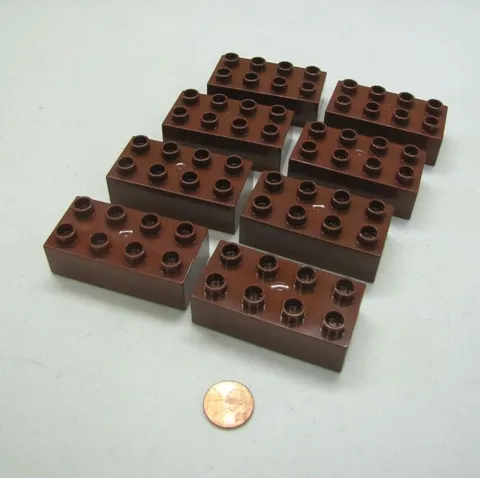 LEGO Duplo Block DARK BROWN 2x4 BRICK 8 Blocks Lot House Town Building Castle
