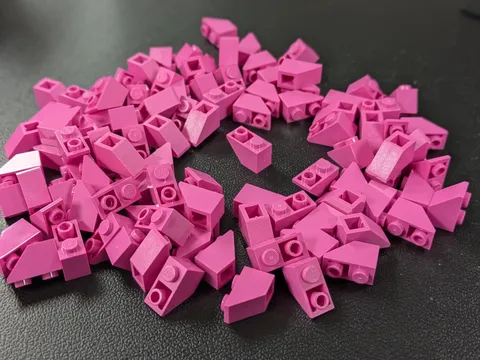 Lego 100 New Dark Pink Slope, Inverted 45 2 x 1 Stud Parts 3665