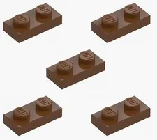 5 New LEGO Reddish Brown 1x2 Plates 3023 flat panel city building plate 302324