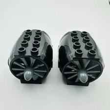Lego Aircraft Large Black Engine With Dark Bluish Gray 10 Blades Rotor Lot