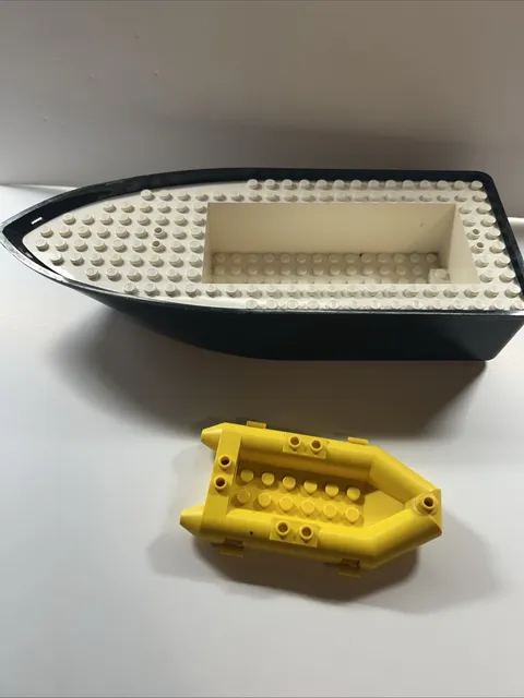 Lego Boat Floating Black Hull (2372) And Dinghy