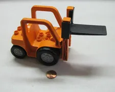 Lego Duplo Orange Forklift Fork Lift Construction Vehicle w/ Lifting Plate