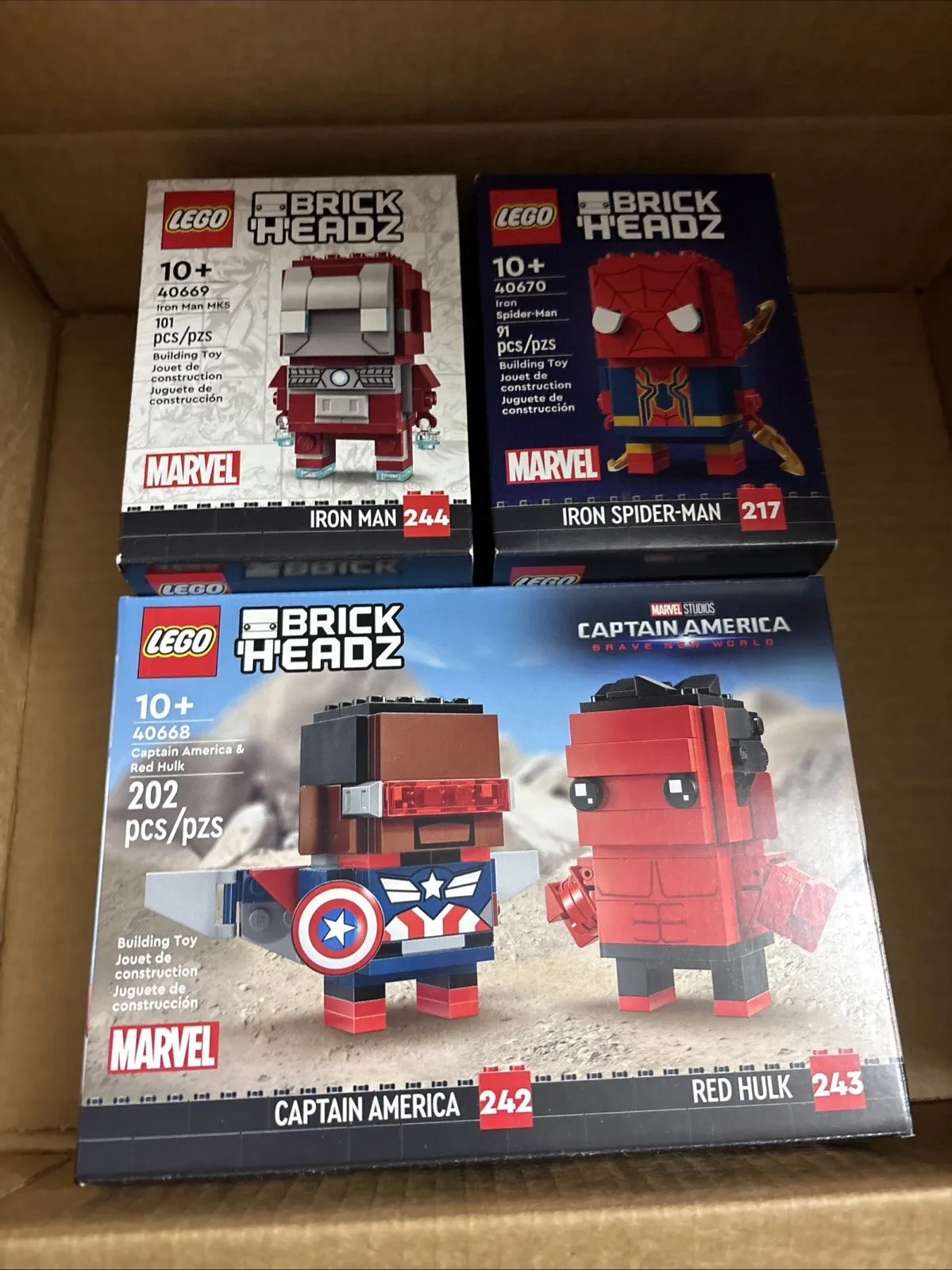 Lot of 3- LEGO Marvel BRICKHEADZ 40668, 40669 MK5, 40670 Spider-man -New Sealed