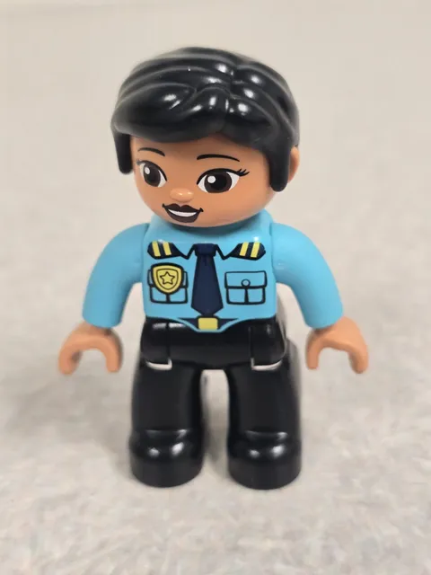 Lego Duplo Woman Police Officer Figure Black Hair Bun Free Shipping 