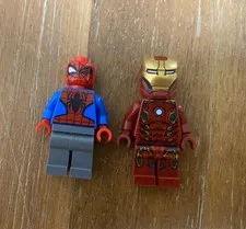Lot Of 2 Lego Superhero Minifigures Iron Man & Spider-Man Marvel Minifig