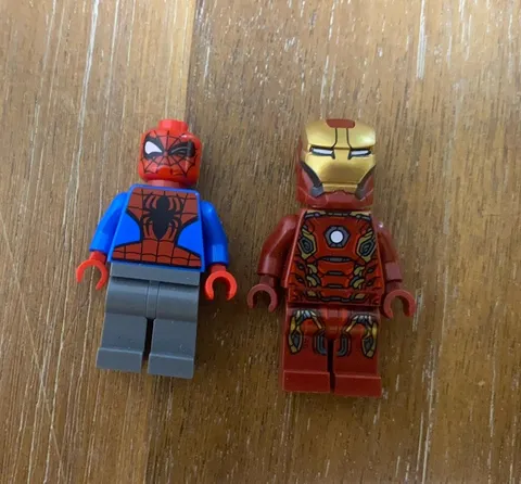 Lot Of 2 Lego Superhero Minifigures Iron Man & Spider-Man Marvel Minifig
