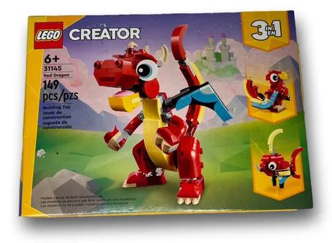 LEGO Creator 3 in 1 Red Dragon Toy Transforms from Dragon to Fish 149 pc (31145)