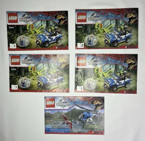 LEGO Jurassic World Instruction Manual Lot 75916 75915 Dilophosaurus Pteranodon