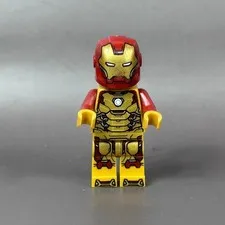 LEGO Minifigure Iron Man sh0806 Pearl Gold Armor Dual Face Helmet *READ*