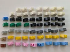 59 LEGO pieces parts, 45 degree slope, 2x1, #3040, assorted colors