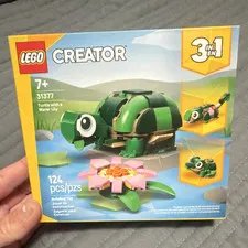 LEGO Creator 3-in-1 Turtle with a Water Lily Set 31377 124 Pieces Age 7+