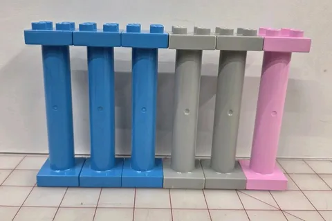 Lego Duplo 6 Column Post 2x2 5" Tall Brick Piece Replacement L Blue Grey Pink