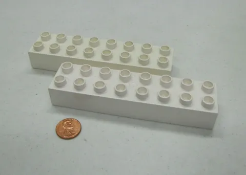 LEGO Duplo 2 WHITE LONG 2x8X1 BRICKS Blocks Lot House Town Building Castle