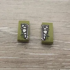 Lego 11477pb014L 11477pb014R Olive Green Slope Curved 2 x 1 x 2/3 With Scales