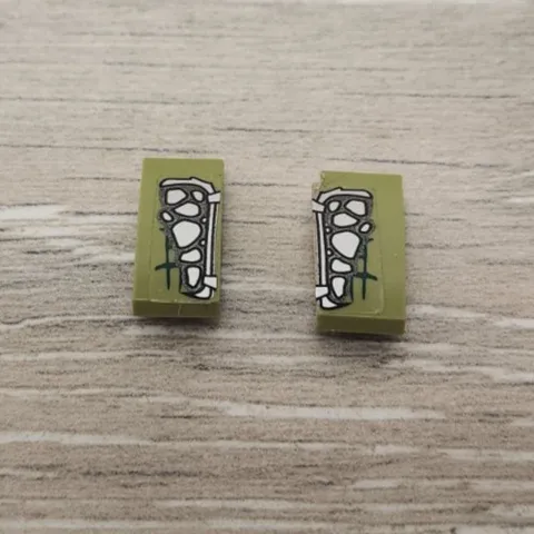 Lego 11477pb014L 11477pb014R Olive Green Slope Curved 2 x 1 x 2/3 With Scales