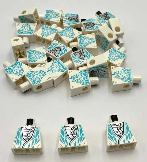 Lego 20 New White Minifig Torso Tunic Flat Silver Robot Chest Diamond Trim Parts