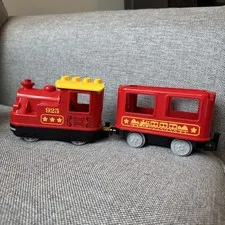 LEGO Duplo 10874 #925 Motorized Red Locomotive Train with Passenger Car Tested