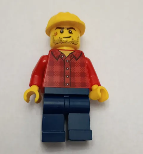 LEGO Construction Worker Plastic Minifigure w/ Yellow Hard Hat, Red Shirt