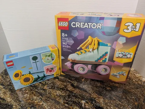 LEGO Creator 3 in 1 Retro Roller Skate Building Kit, 31148 And Sunflowers 