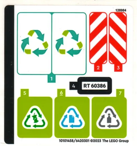 LEGO STICKER SHEET 60386 RECYCLING TRUCK New from set