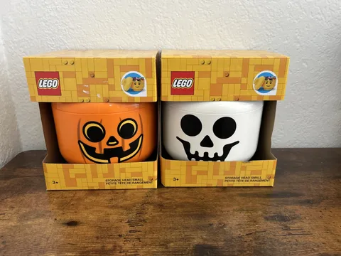 LEGO Halloween Jack O’ Lantern  Pumpkin & Skeleton Storage Heads Small 2-Pack 