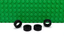 Lego 4 Black 15 mm Dx6mm Rubber Tire Tread vehicle car truck NEW