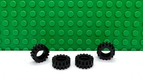 Lego 4 Black 15 mm Dx6mm Rubber Tire Tread vehicle car truck NEW