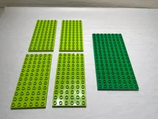 Lego Duplo Lot of 4 6x12 dot Baseplates + 1 8x16 Dark Green