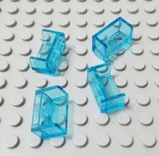 LEGO Lot of 4 Translucent Light Blue 1x2x1 Wall Panel Pieces with Sides